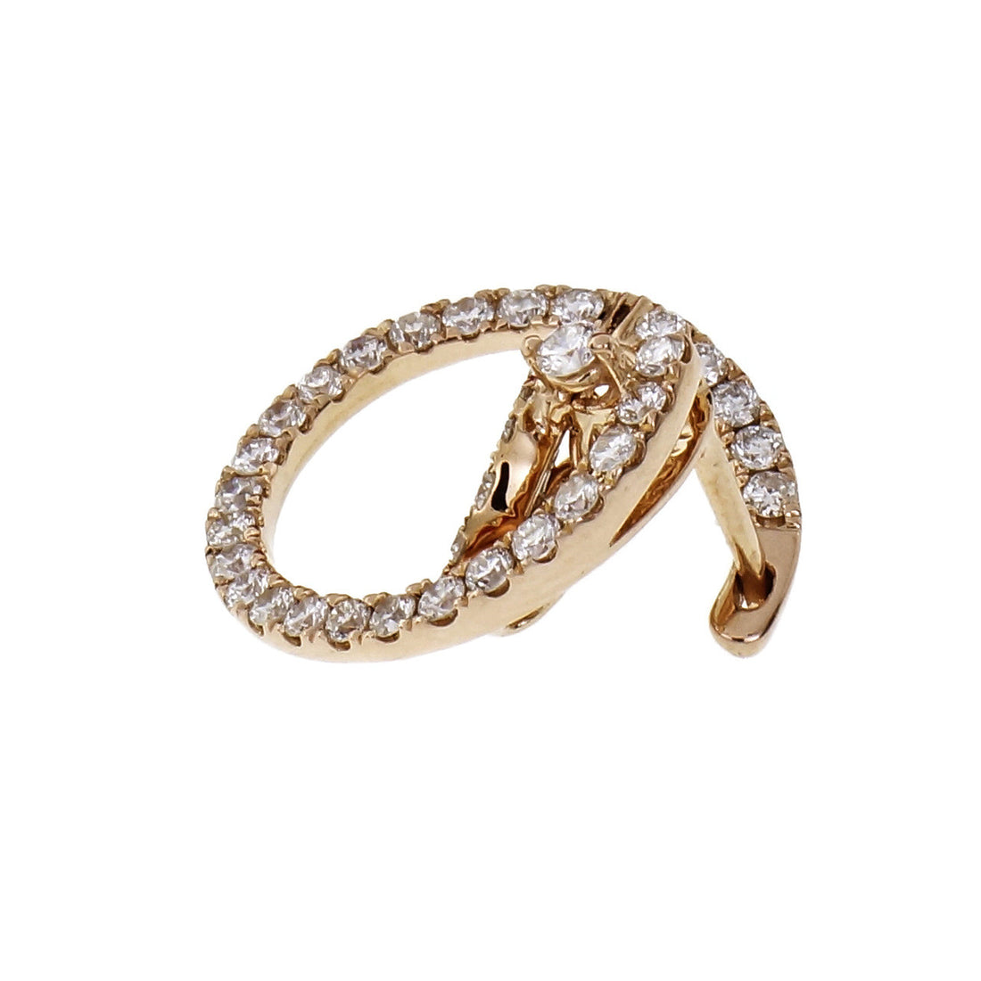 18k Rose Gold Circular Diamond Dangle Earrings – image 3