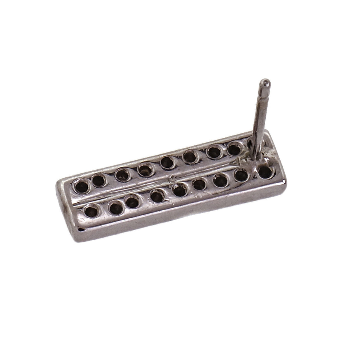 Diamond Bar Set 2 Row Earrings 14k White Gold – image 4