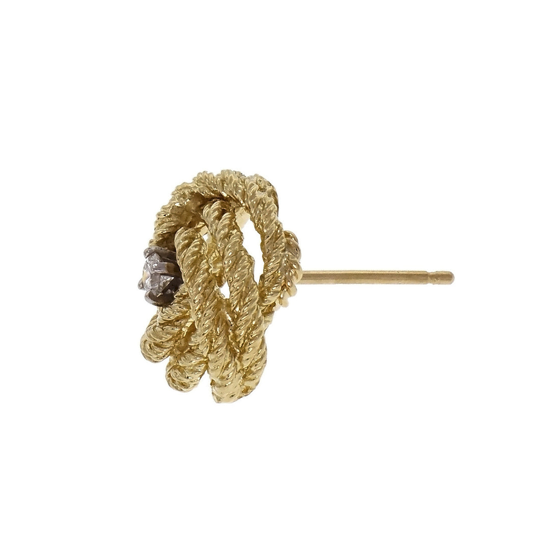 Love Knot Diamond 18k Gold Textured Earrings – image 2