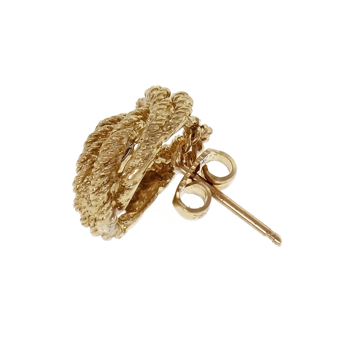 Love Knot Diamond 18k Gold Textured Earrings – image 3