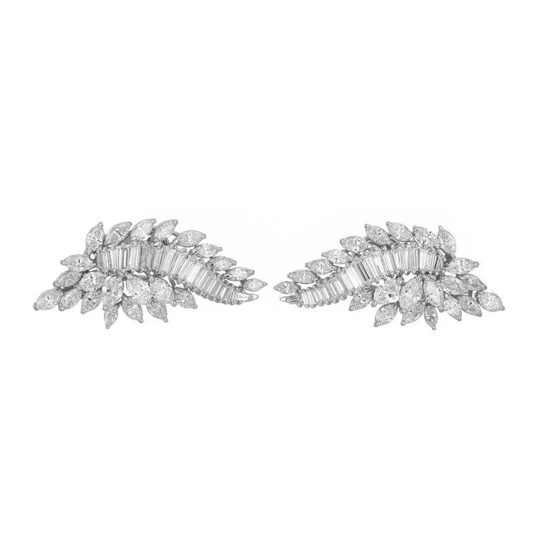 9.00 Carat Diamond Platinum Clip Post Earrings – image 2