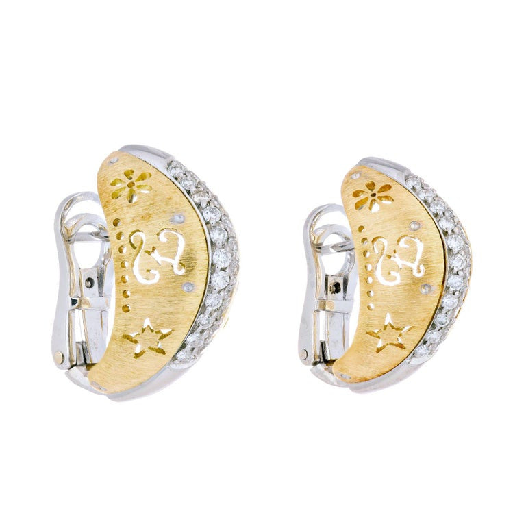 Loccai .28 Carat Diamond Yellow White Gold Domed Clip Post Earrings – image 2