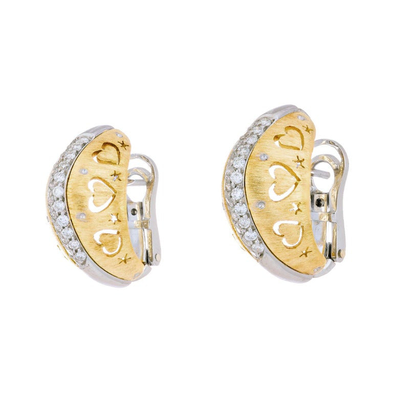 Loccai .28 Carat Diamond Yellow White Gold Domed Clip Post Earrings – image 3