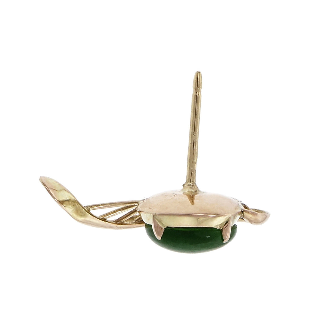 2.50ct Jadeite Jade Cabochon 14k Yellow Gold Earrings – image 2