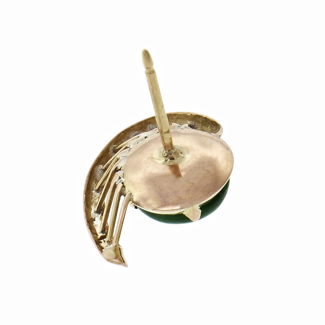 2.50ct Jadeite Jade Cabochon 14k Yellow Gold Earrings – image 3