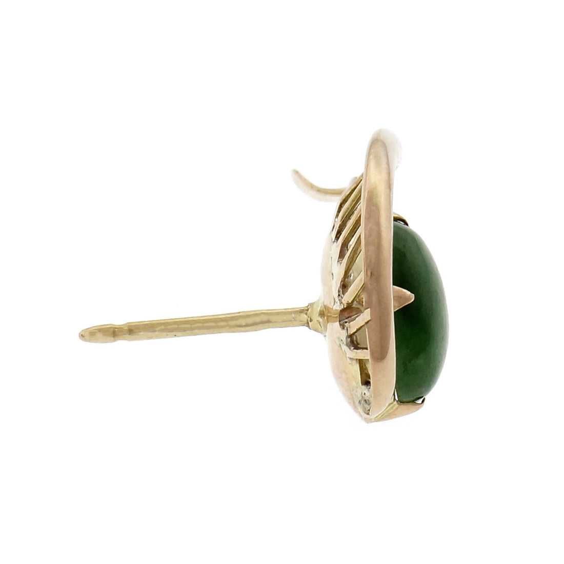 2.50ct Jadeite Jade Cabochon 14k Yellow Gold Earrings – image 5