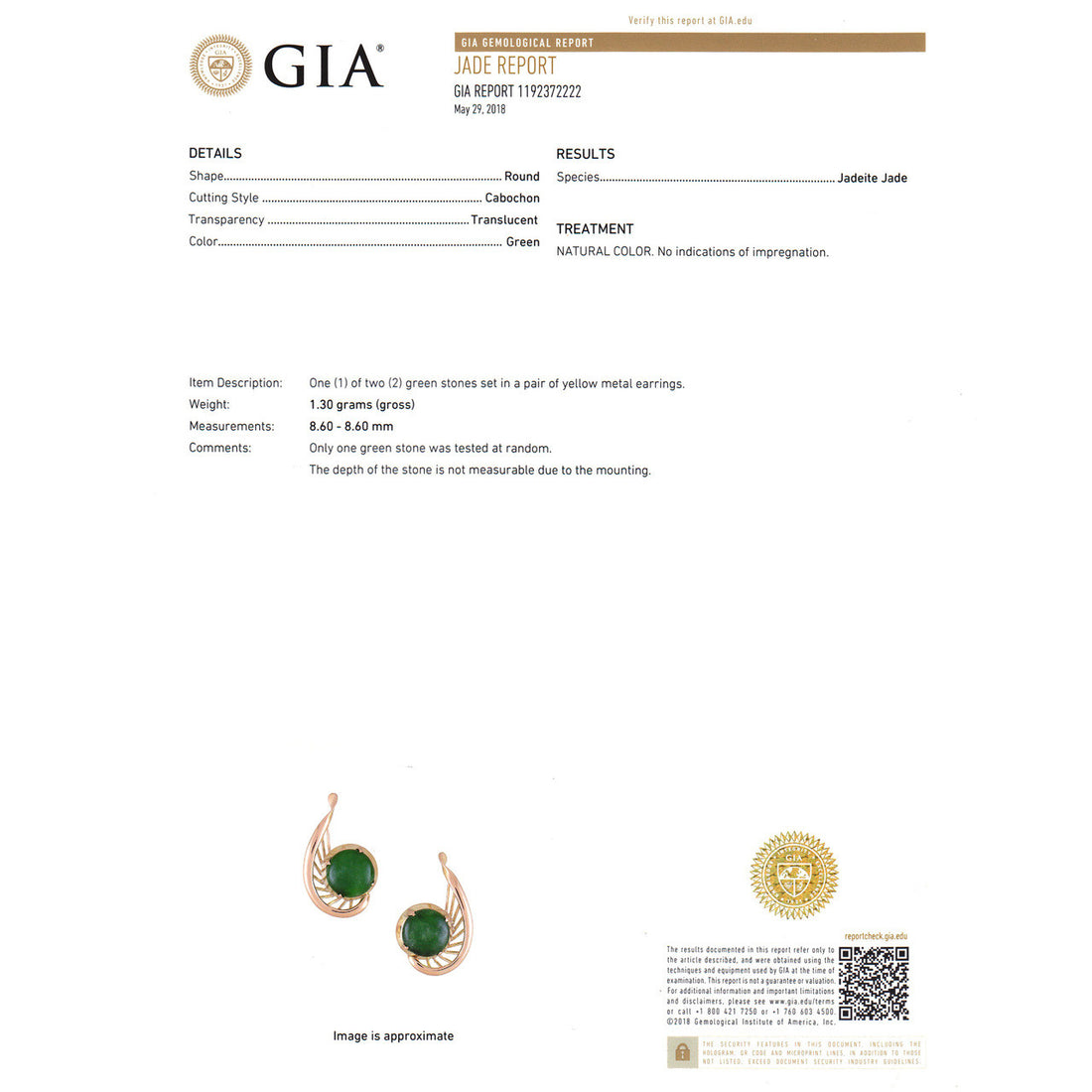 2.50ct Jadeite Jade Cabochon 14k Yellow Gold Earrings – image 6