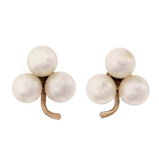 Cultured Pearl Shamrock Style Earrings