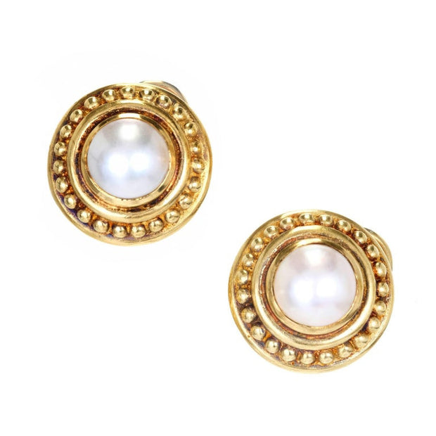 Judith Ripka Mabe Pearl Gold Clip Post Earrings