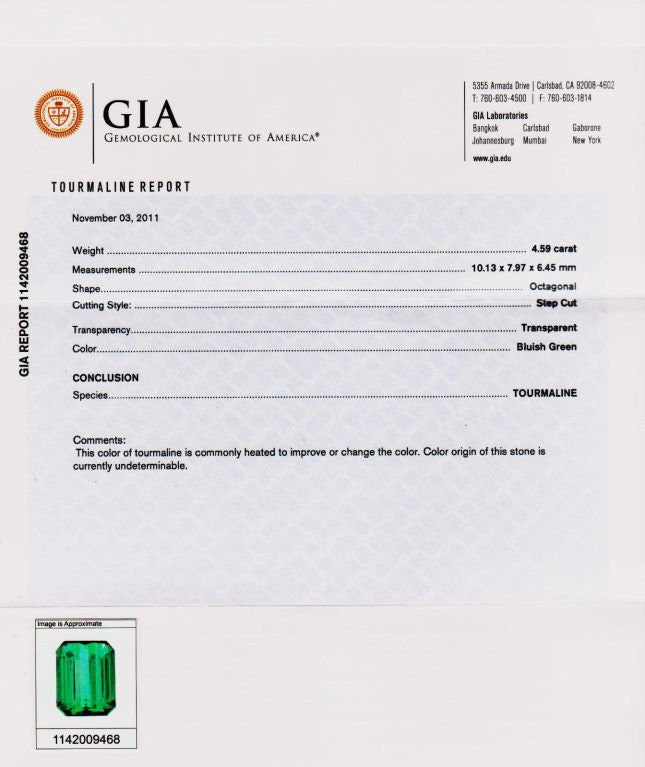 GIA 8.25 Carat Tourmaline White Yellow Diamond Art Deco Platinum Earrings – image 3