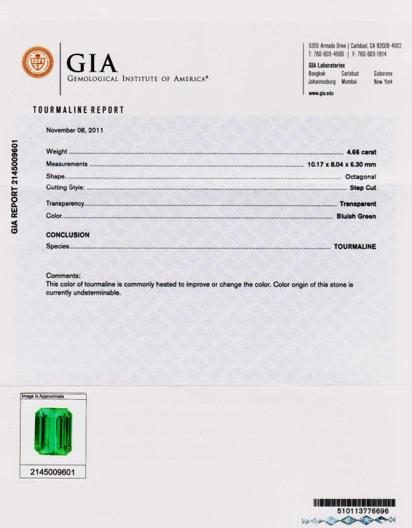 GIA 8.25 Carat Tourmaline White Yellow Diamond Art Deco Platinum Earrings – image 4
