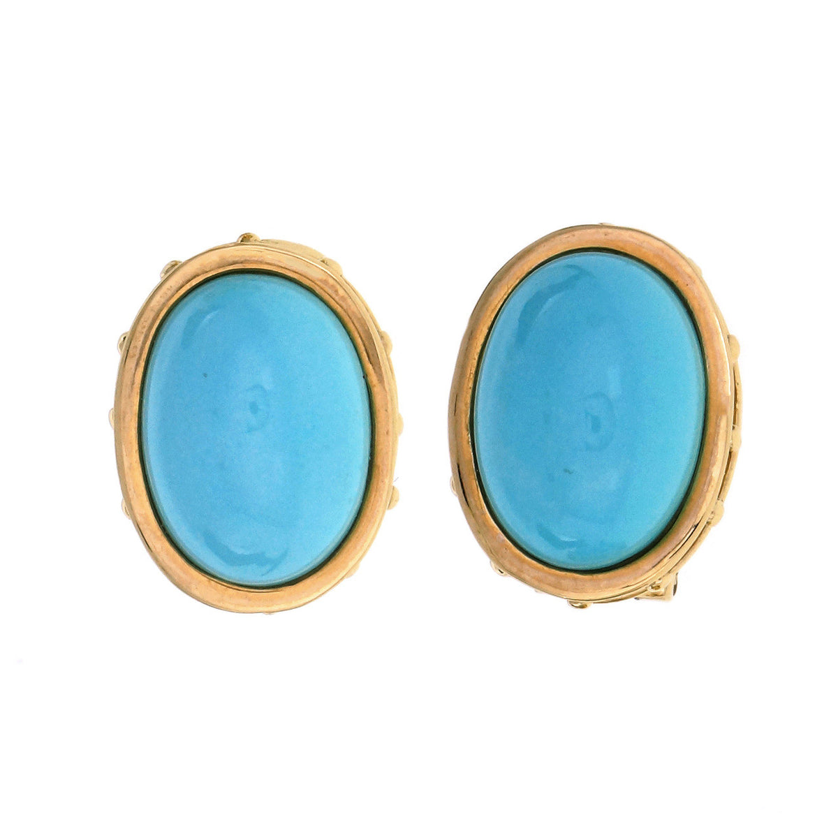 Eustrician Byzantine Natural Turquoise Yellow Gold Earrings