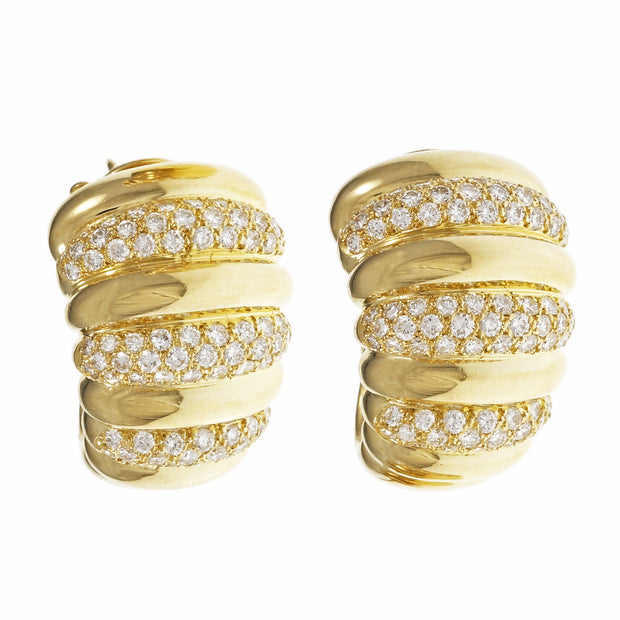 Van Cleef & Arpels Diamond Earrings Hoop Ear Clips 18k Yellow Gold
