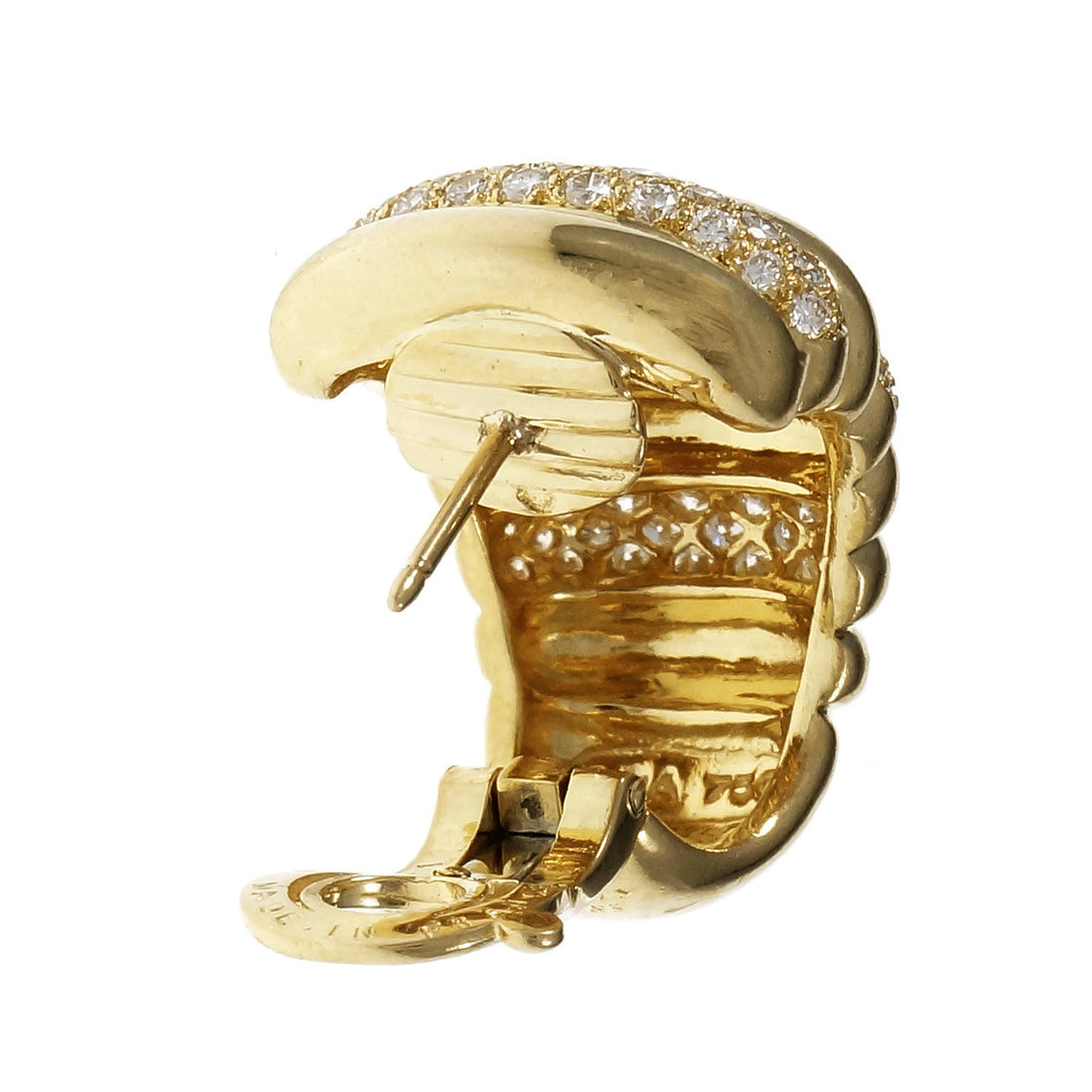 Van Cleef &amp; Arpels Diamond Earrings Hoop Ear Clips 18k Yellow Gold – image 2