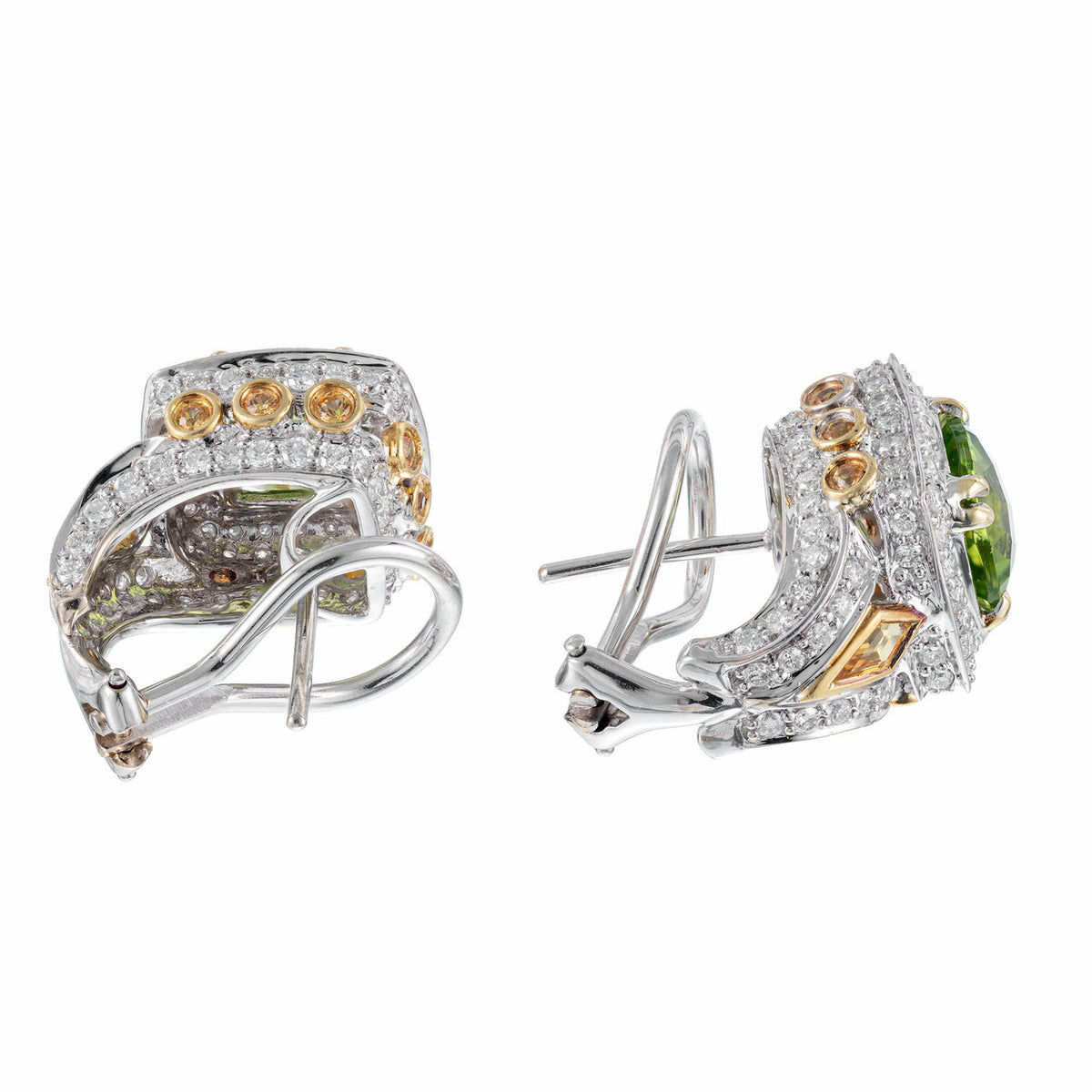 Vintage Charles Krypell 4.46ct Peridot Yellow Sapphire 18k Diamond Earrings – image 6