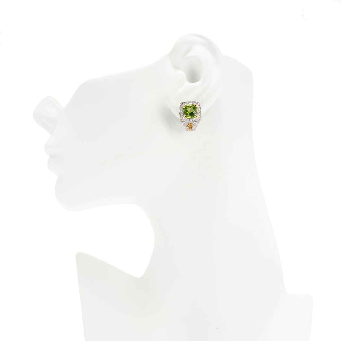 Vintage Charles Krypell 4.46ct Peridot Yellow Sapphire 18k Diamond Earrings – image 4