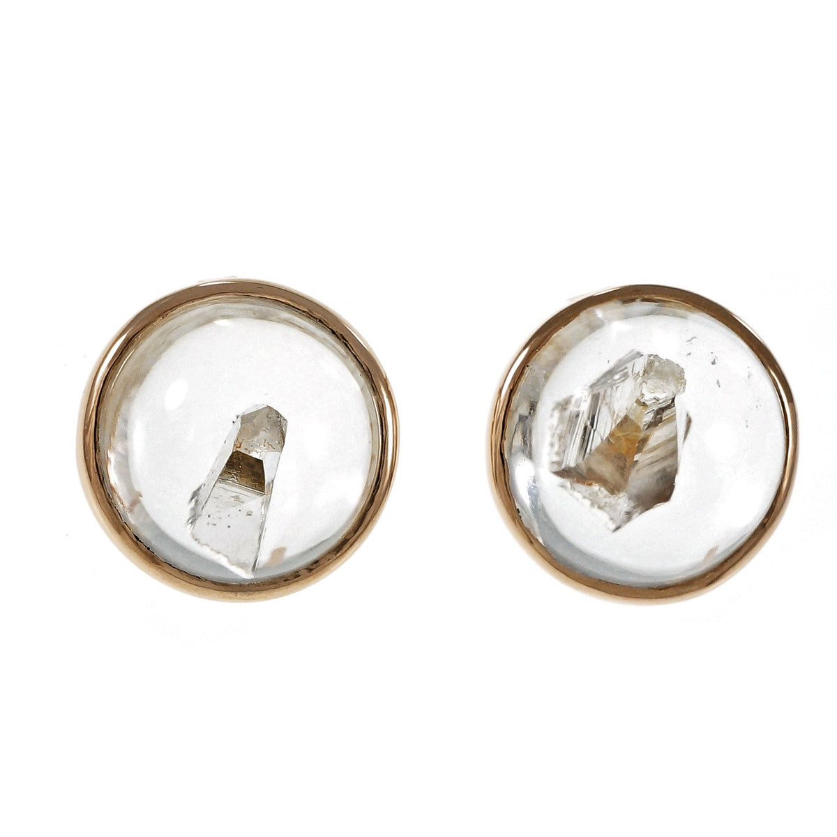 Peter Suchy Rare Quartz Manifestor Crystal Earrings 14k Pink Gold