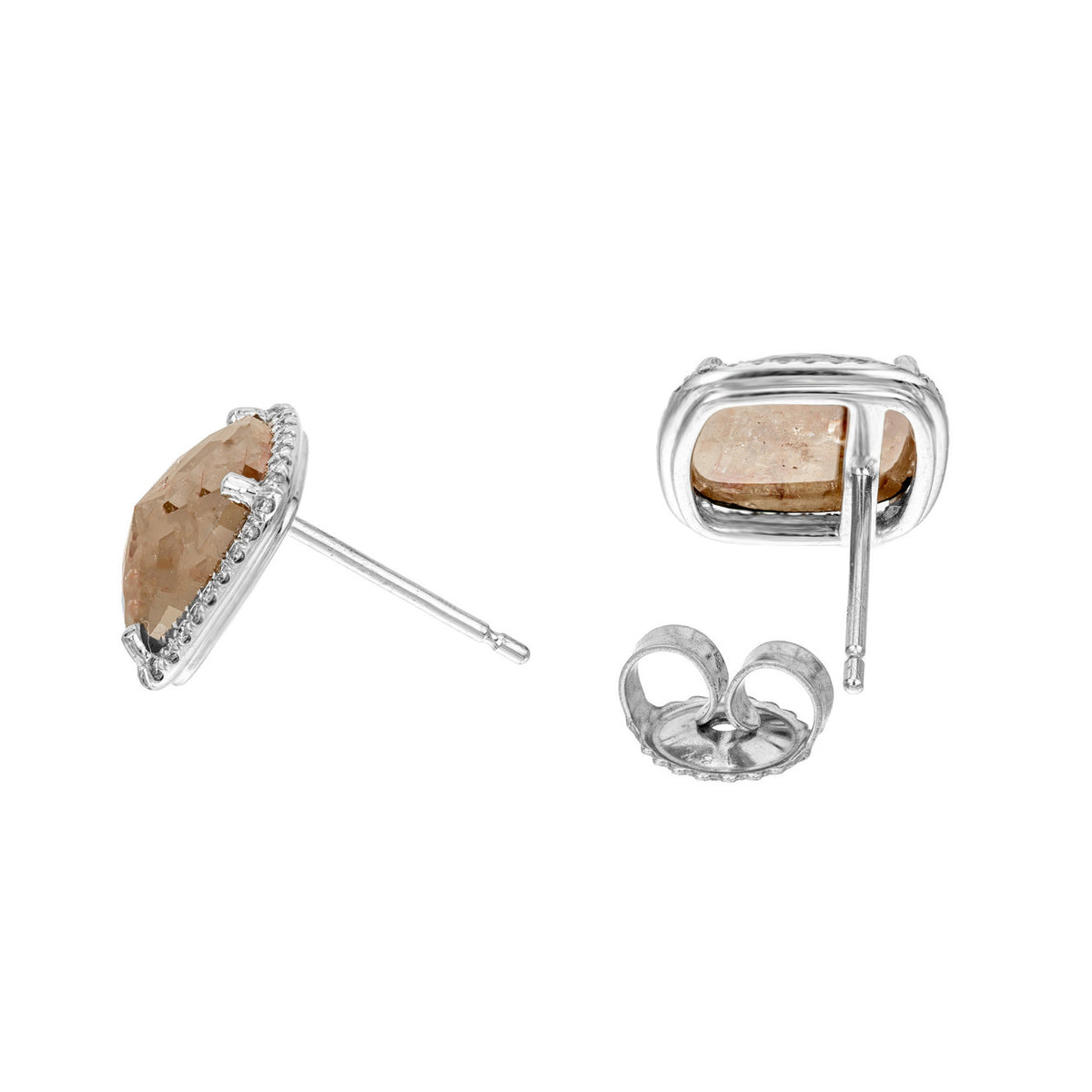 Peter Suchy GIA 4.17 Carat Brown Cushion Diamond Halo Gold Stud Earrings – image 5