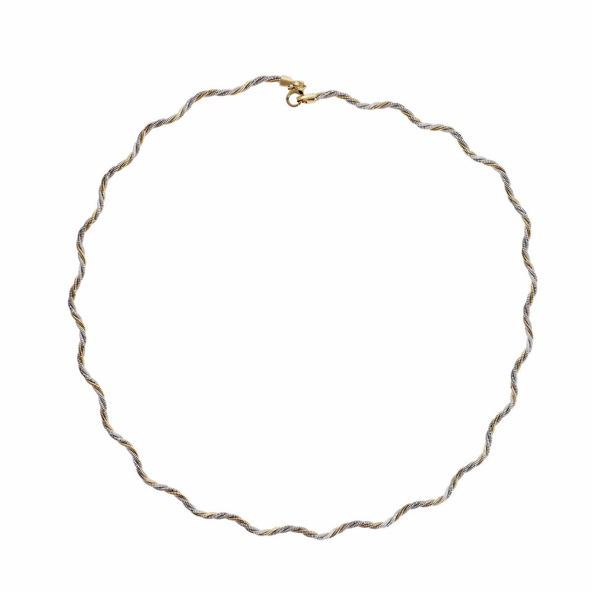 18k 2-Tone Twisted Curvy Necklace 18k Yellow Gold