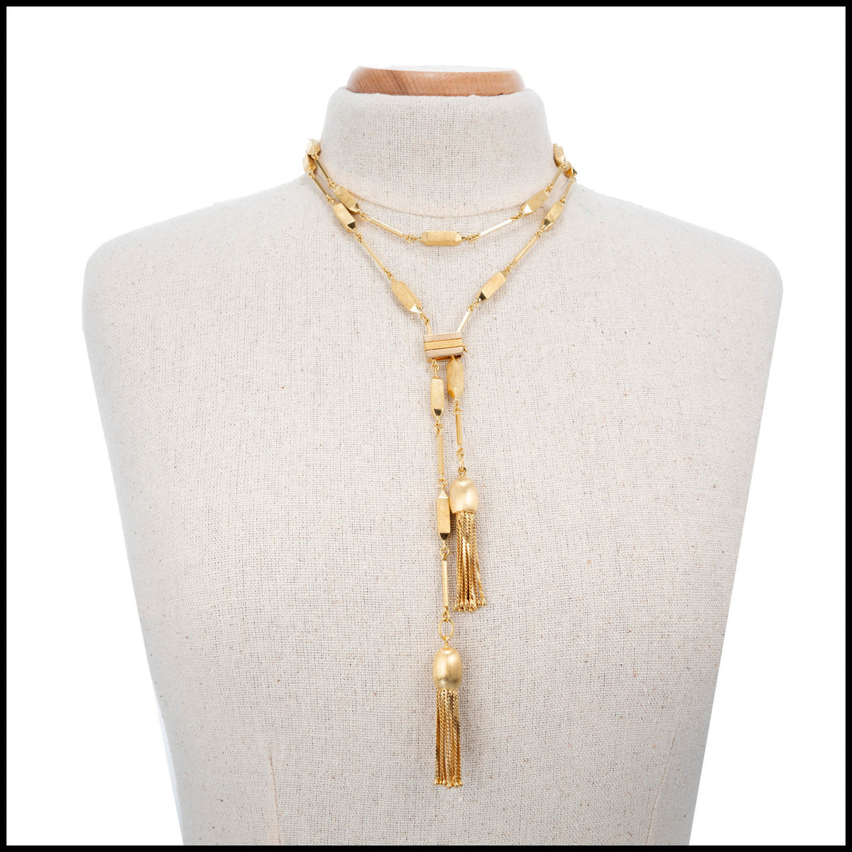 Tassel Necklace 18k Yellow Gold “Y” Style Adjustable – image 6