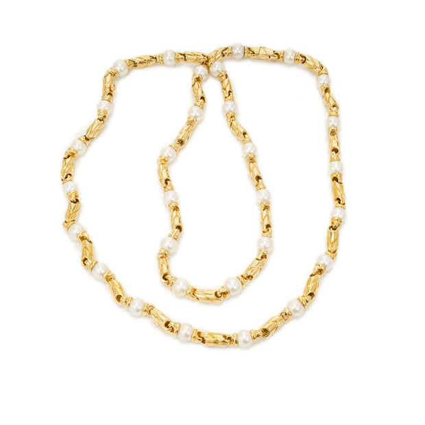 Bulgari Passo Doppio Pearl Gold 2 Necklace Set