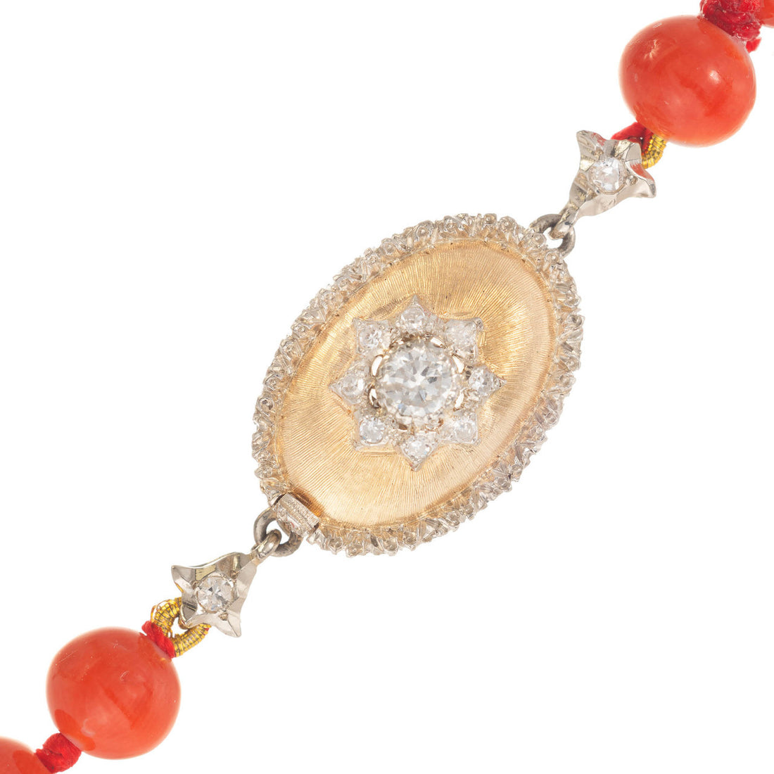 GIA Certified Natural Coral Diamond Yellow Gold Necklace – image 3