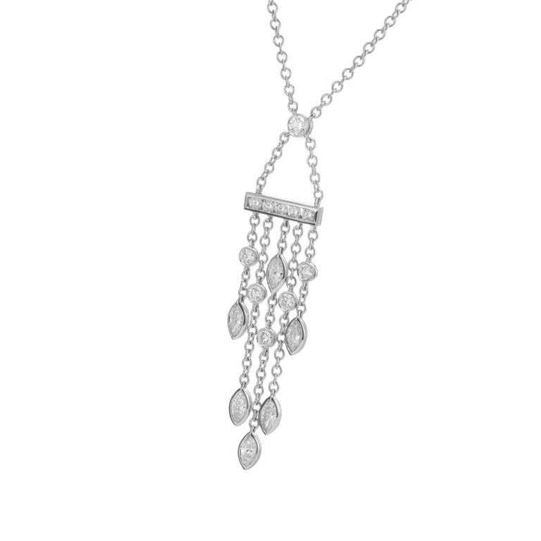 Tiffany & Co. .99 Carat Diamond Platinum Swing Drop Pendant Necklace – image 2