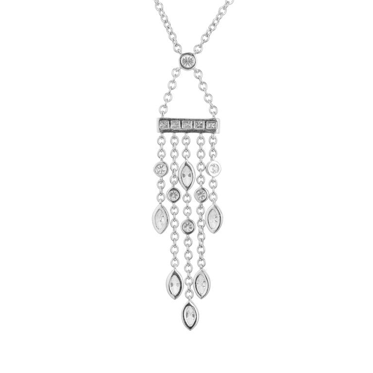 Tiffany & Co. .99 Carat Diamond Platinum Swing Drop Pendant Necklace – image 3