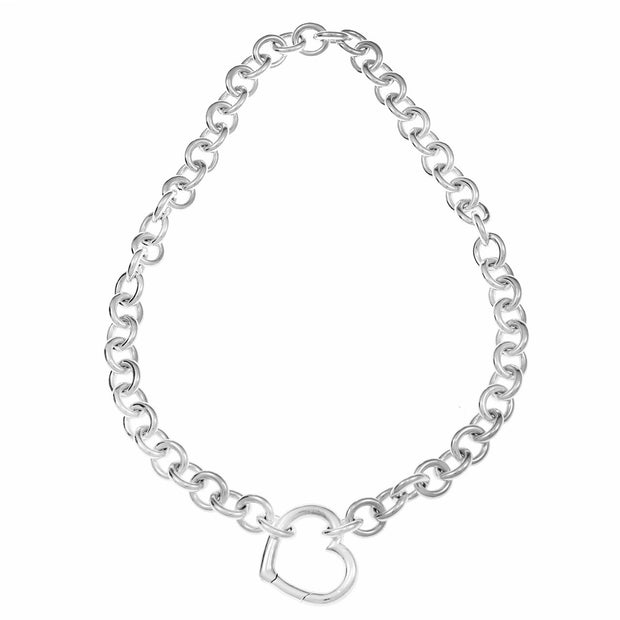 Tiffany & Co Sterling Silver Open Heart Clasp Link Necklace