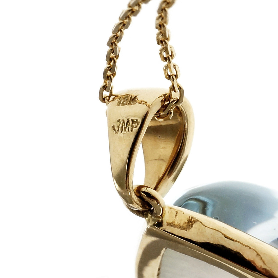 Blue Topaz Mother Of Pearl Necklace 18k Gold Diamond Station  Chain – image 6
