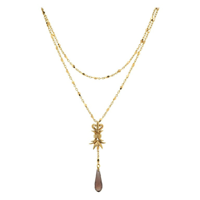 Robin Rotenier Smoky Quartz Yellow Gold Pendant Necklace