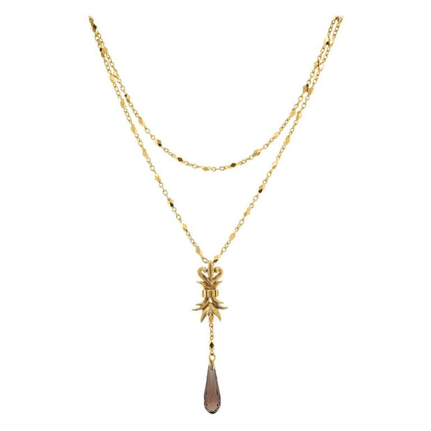 Robin Rotenier Smoky Quartz Yellow Gold Pendant Necklace