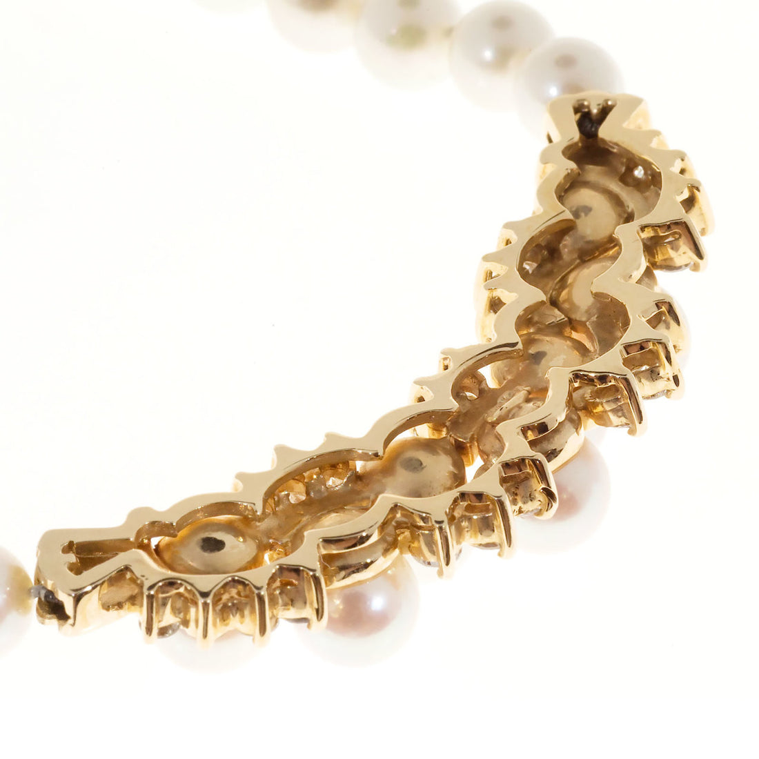 Vintage 1960 Pearl 14k Yellow Gold Diamond 6.25mm Necklace 1.00ct – image 11