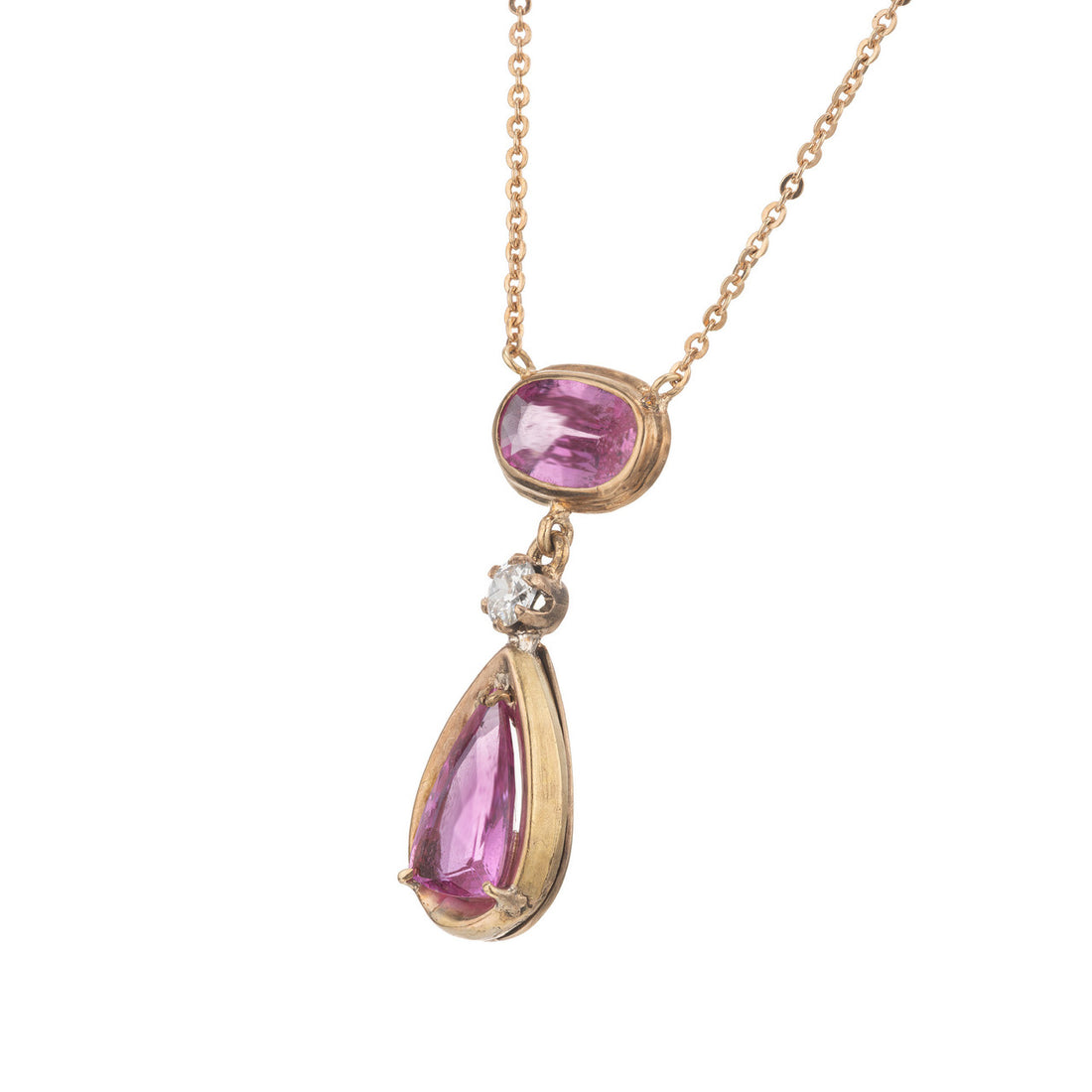 GIA Certified 4.85 Carat Pear Pink Sapphire Diamond Rose Gold Pendant Necklace – image 2