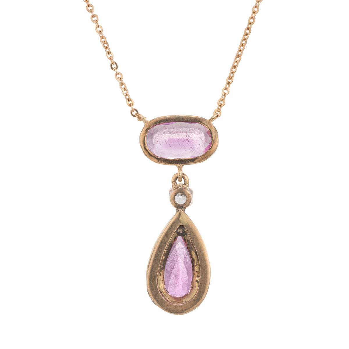 GIA Certified 4.85 Carat Pear Pink Sapphire Diamond Rose Gold Pendant Necklace – image 5