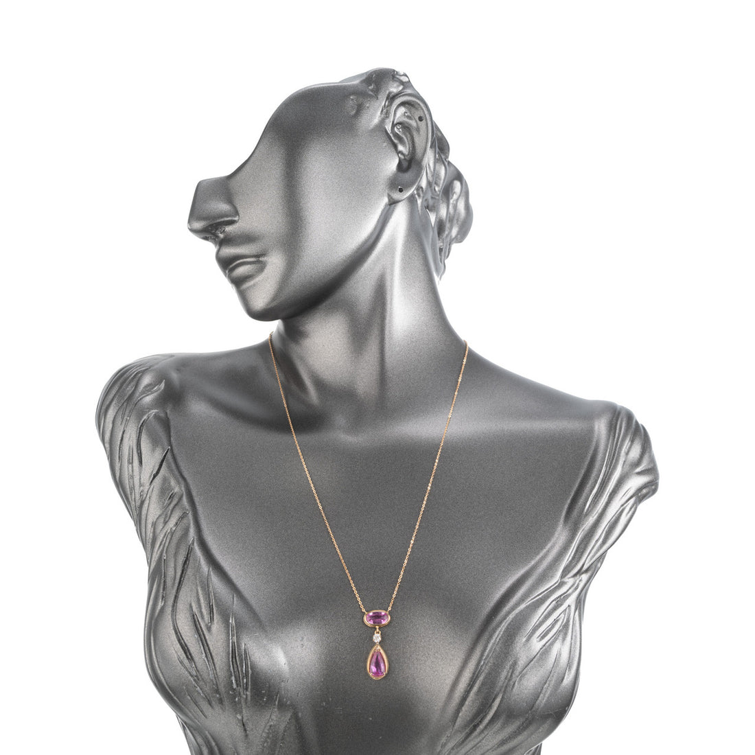 GIA Certified 4.85 Carat Pear Pink Sapphire Diamond Rose Gold Pendant Necklace – image 6