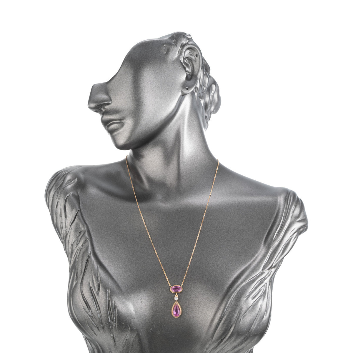 GIA Certified 4.85 Carat Pear Pink Sapphire Diamond Rose Gold Pendant Necklace – image 6