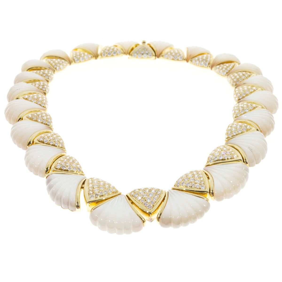 Gemlok 14.01 Carat Diamond Mother of Pearl yellow Gold Necklace﻿ – image 4