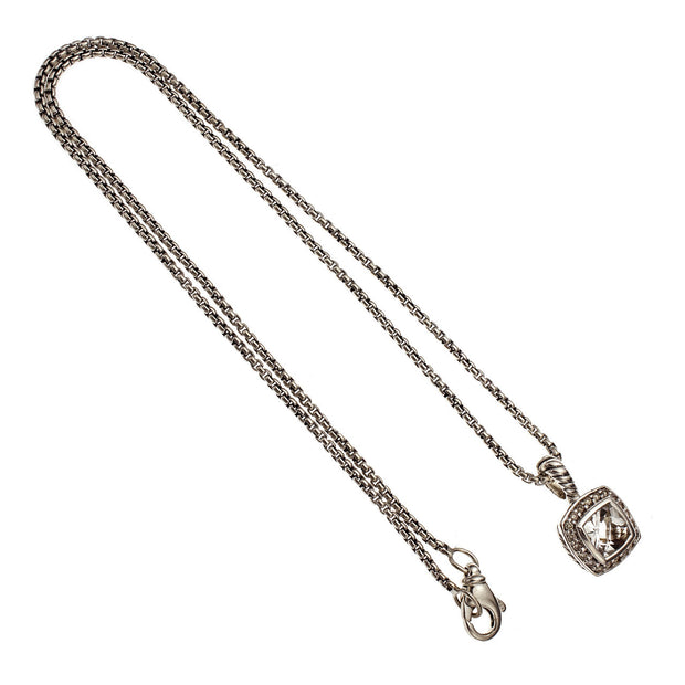 David Yurman Topaz Diamond Pendant Silver Necklace
