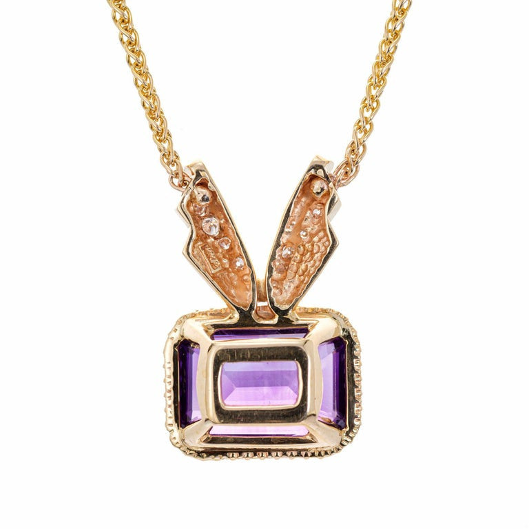 17.00 Carat Amethyst Diamond Gold Pendant Necklace – image 3