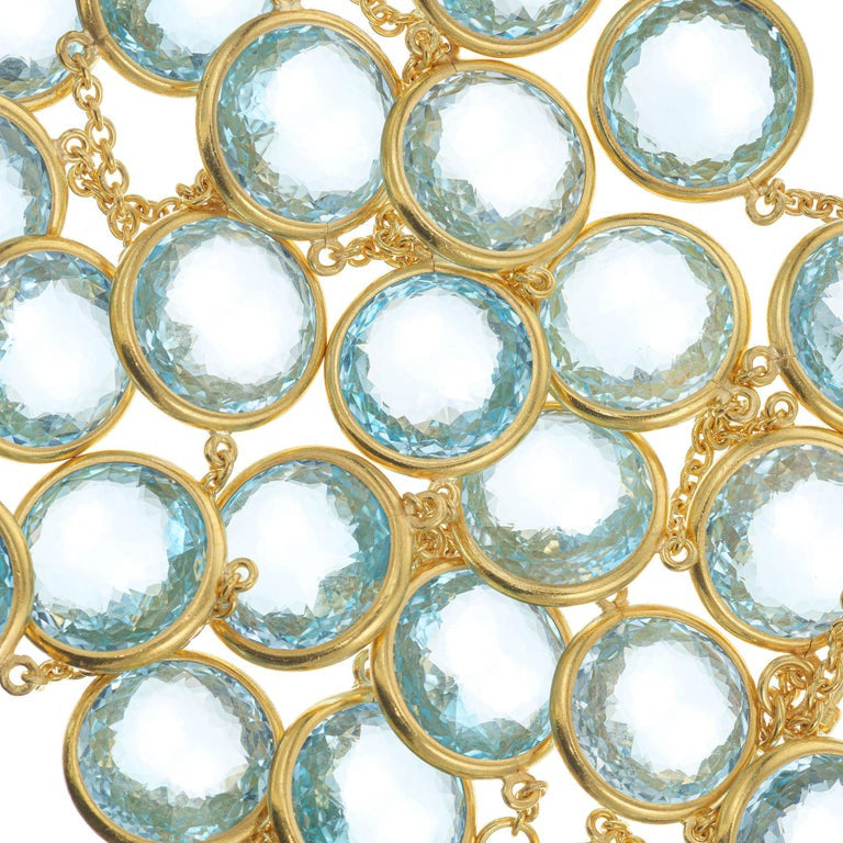 200 Carat Blue Topaz Yellow Gold Station Necklace – image 4
