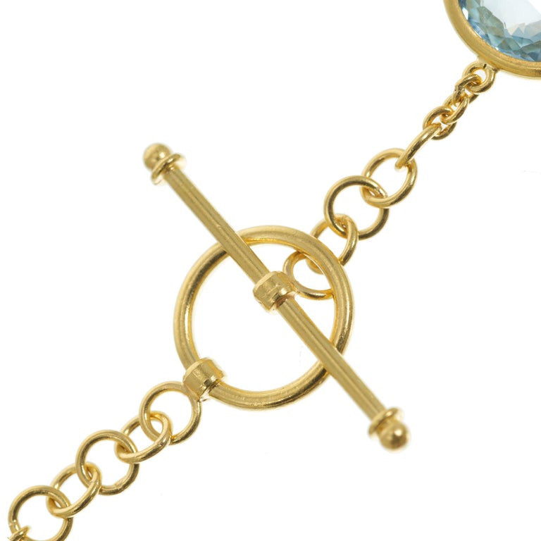 200 Carat Blue Topaz Yellow Gold Station Necklace – image 5