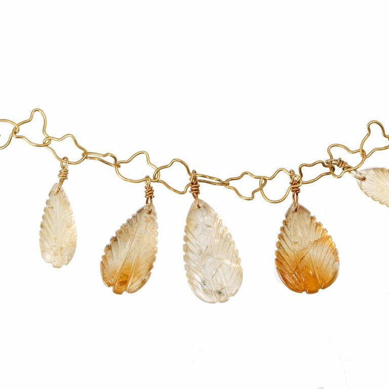 145.00 Carat Citrine Carved Quartz Yellow Gold Adjustable Necklace – image 7
