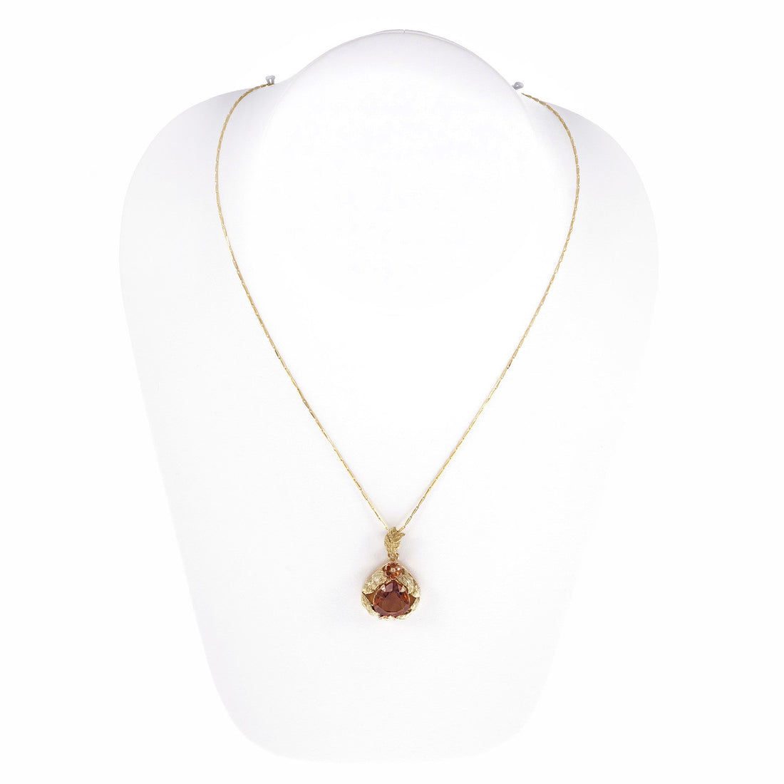 Vintage 1940 Orange Citrine Pendant Pink & Yellow 18k Gold – image 6