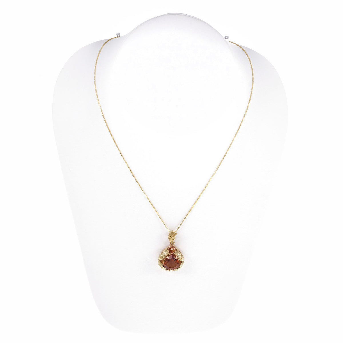 Vintage 1940 Orange Citrine Pendant Pink & Yellow 18k Gold – image 6