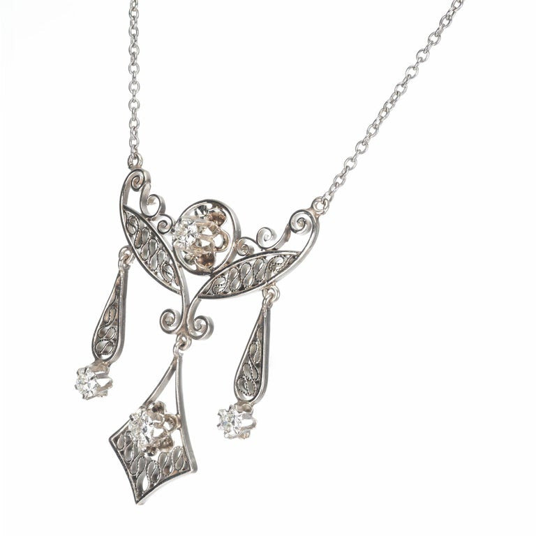 .30 Carat Diamond Filigree White Gold Pendant Necklace – image 3