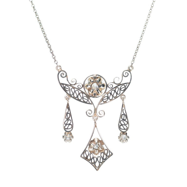 .30 Carat Diamond Filigree White Gold Pendant Necklace – image 5
