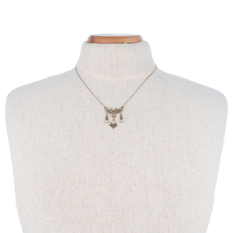 .30 Carat Diamond Filigree White Gold Pendant Necklace – image 4