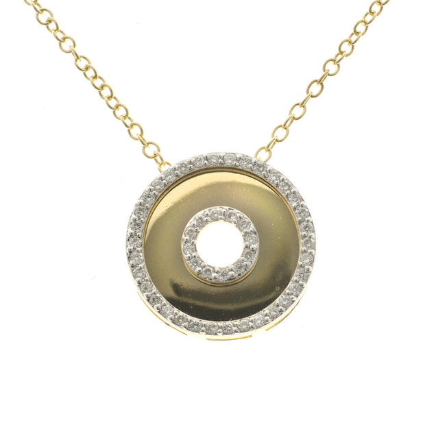 Vintage Estate AGI 18k Pink Gold Round .20ct Diamond Necklace