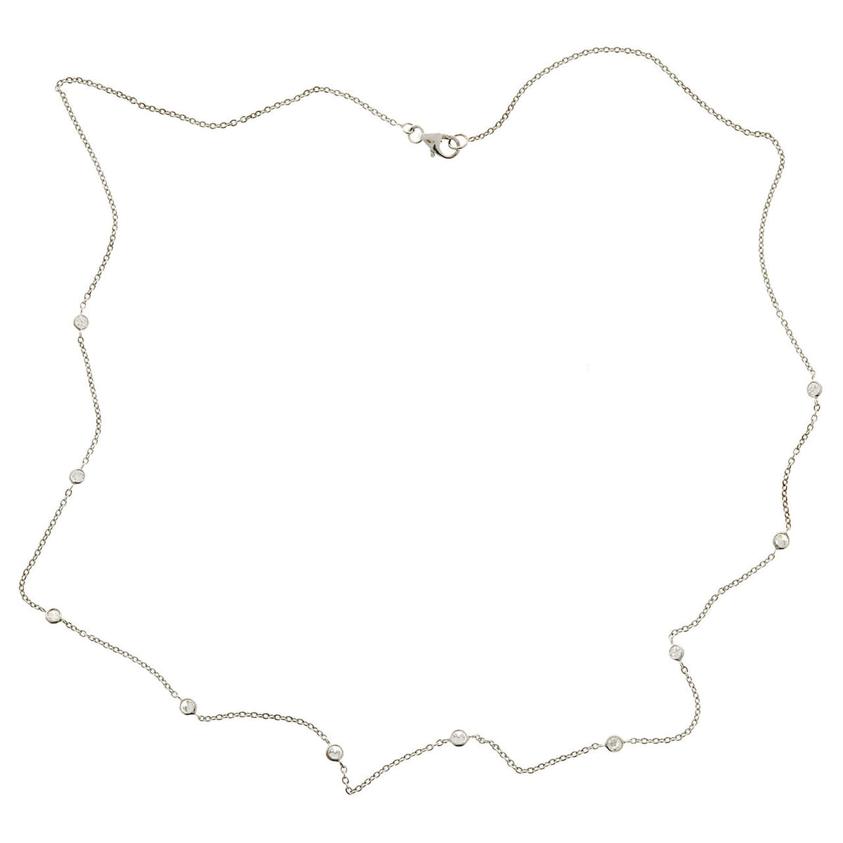 Vintage 2.15ct 34 Inch Long 22 Diamond 14k White Gold Chain Necklace